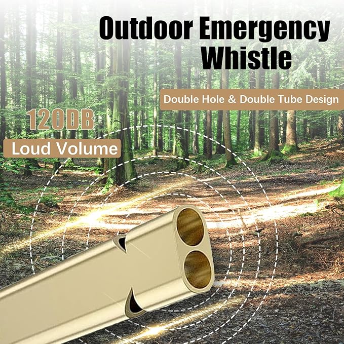 2PCS 2" Loud Bear Bell with Whistle Set for Hikers Solid Brass Emergency 3 in 1 Bear Bells for Hiking Outdoor Camping Bear Protection Products for Survival Biking Fishing Climbing Self Defense Gear