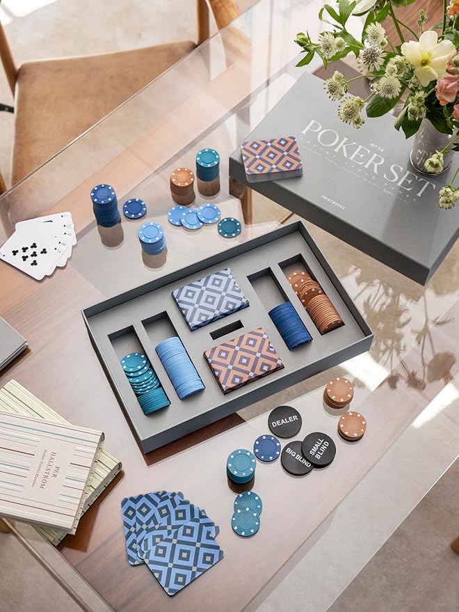 PrintWorks Classic Poker Set ??Includes Chips, Playing Cards, Storage Case & Multilingual Instructions, Stylish Tabletop Game for Adults & Home Decor