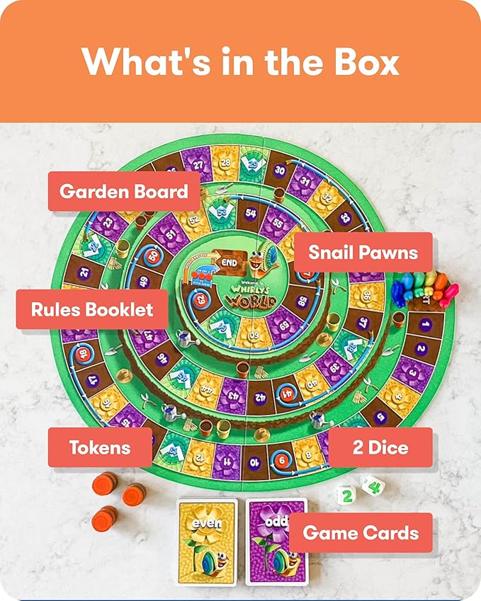 SimplyFun Whirly?™s World - Educational Board Game for Kids - Math Game to Teach Concept of Even & Odds - 2-6 Players, Ages 6 & Up
