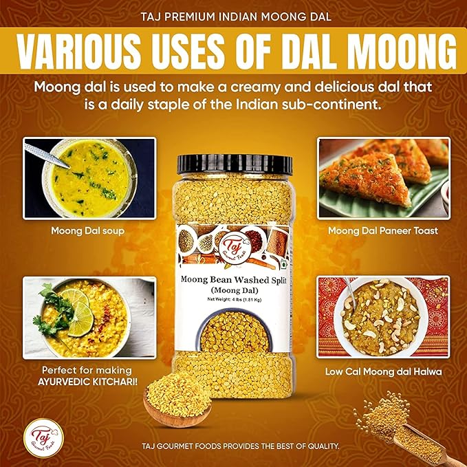 TAJ Moong Dal Mung Lentils, (4-Pounds)