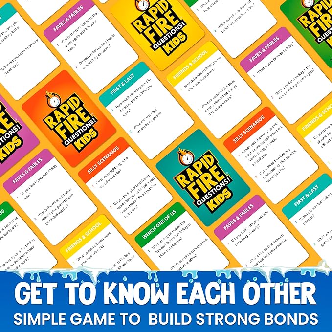 QUOKKA Conversation Cards Game - Kids Premium Version - Break The Ice Game for Kids and Families - Icebreaker Cards with 500+ Questions - Family Game for Children 8-12 - Family Game Night