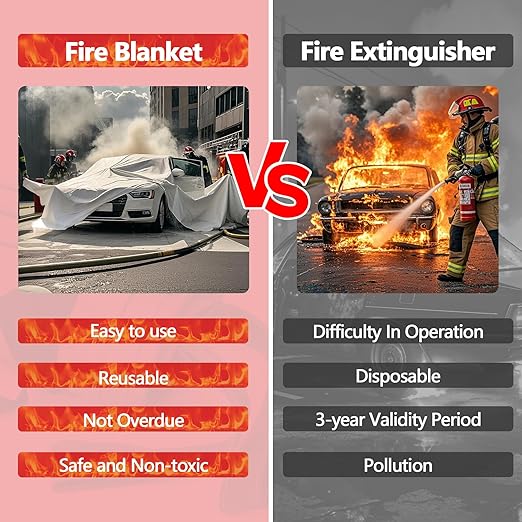 Vehicle Fire Blanket, Emergency Fire Extinguisher Blanket for Car,Survival Safety Fire Blanket for Automobiles, Motorcycles, Warehouses, House, Camping in The Wilderness (13.1x19.6ft)