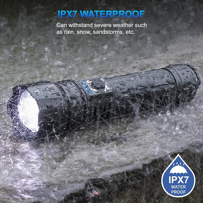 Rechargeable Flashlights High Lumens, 99000 Lumen Super Bright Led Flashlight with 5 Modes & 12H Long Runtime, Powerful Handheld Flash Light for Home Camping, IPX7 Waterproof 2Pack Flashlights