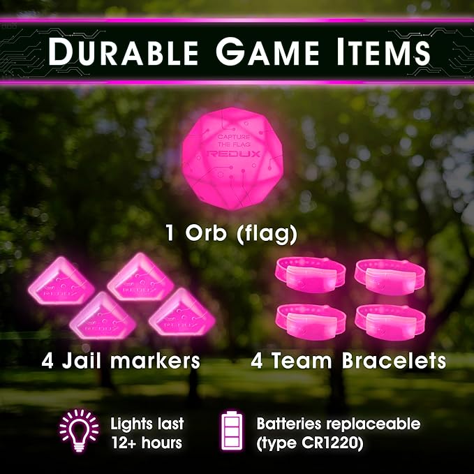 Starlux Games Capture The Flag Redux: Magenta 3-Team Expansion | Add 4 Players & 1 Extra Team | Glow in The Dark Games | Light Up Sports Toys for Kids and Teens | Outdoor Gifts for Girls 8-12