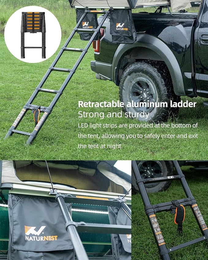 BAMACAR Naturnest Rooftop Tent Hard Shell 2-4 Person Nature Nest Roof Top Tent Hardshell Hard Top Claim Shell Overland Car Roof Rack Top Tents For Jeep SUV Van Pickup Truck Vehicle Trailer Car Camping