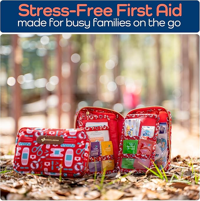 KeepGoing Travel First Aid Kit for Kids ??130 Pc. for Car, Home, Purse, Diaper Bag & Backpack with Latex-Free Bandages - Mini First Aid Kit Travel Size TSA-Approved