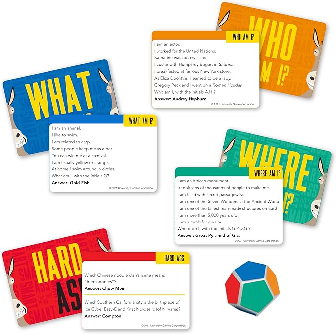 University Games, Smart Ass Trivia The Ultimate Who, What, Where Party Game , for Families and Adults Ages 12 and Up and 2 to 6 Players