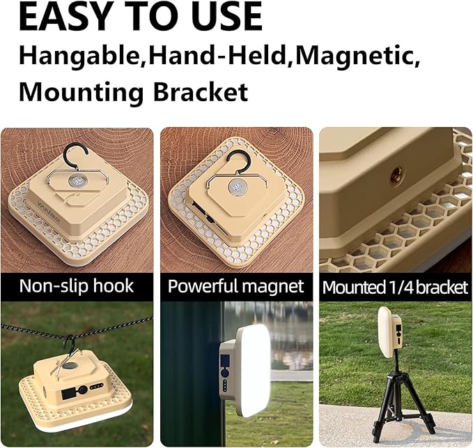 10800mAh Rechargeable Hanging Tent Light with Magnet, 30W 4000LM LED 4 Color Lighting Modes Camping Lantern, Portable IPX5 Waterproof LED Flashlight for Emergency & Gift