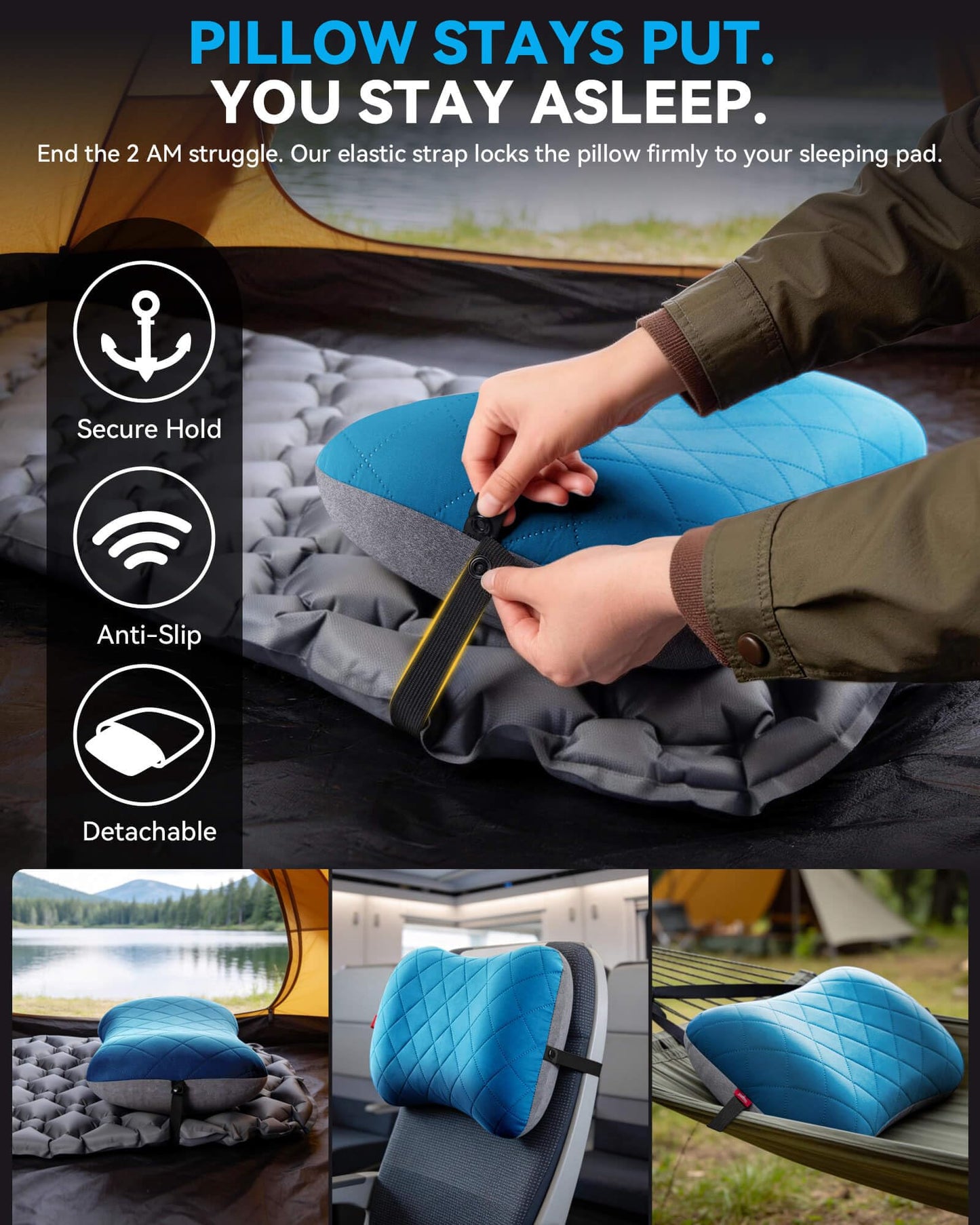 Hikenture Camping Pillow with Removable Cover, Ultralight Inflatable Pillow