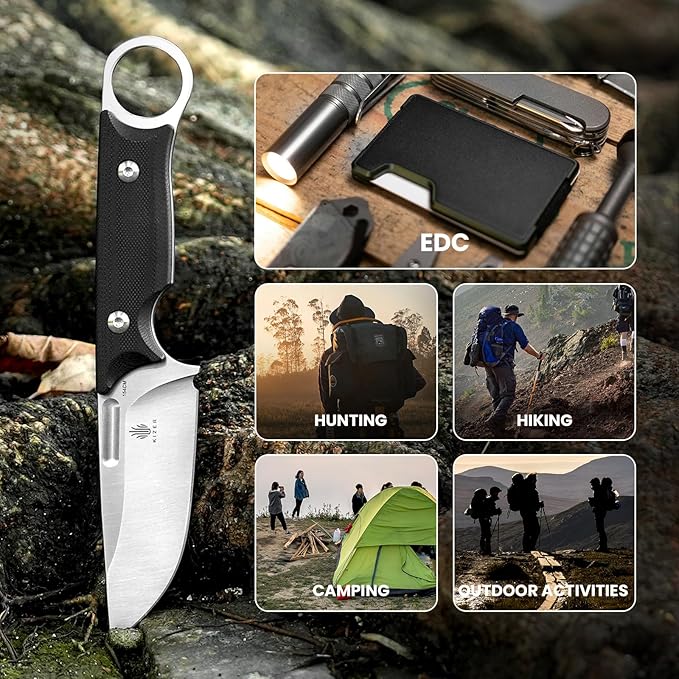 Kizer Cabox Fixed Blade Knife 3.36" 154CM Steel Fixed Blade Hunting Knife G10 Handle with Sheath for Survival Camping 1048C1