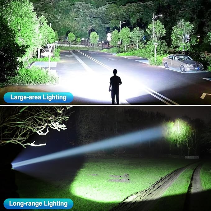 Rechargeable LED Flashlights High Lumens, 99,000 Lumens Super Bright Flashlight 7 Modes w/COB Work Light, Powerful Flash Light for Outdoor Emergency Hiking Camping