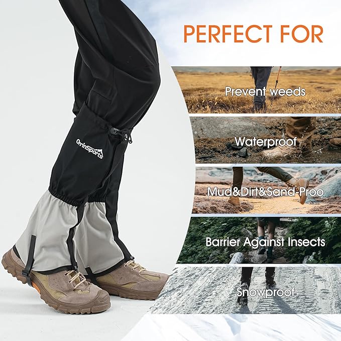 Waterproof Hiking Gaiters, Outdoor Snow Boot Gaiters
