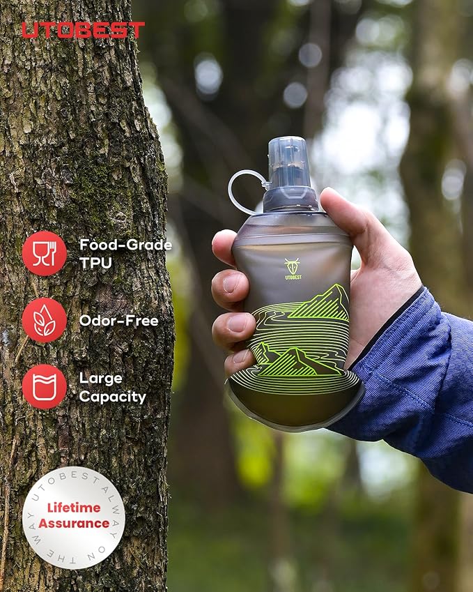 Soft Flask, 1 Pack Flexible TPU Hydration Water Bottle, Collapsible for Running, Hiking, Cycling, Climbing, and Marathon