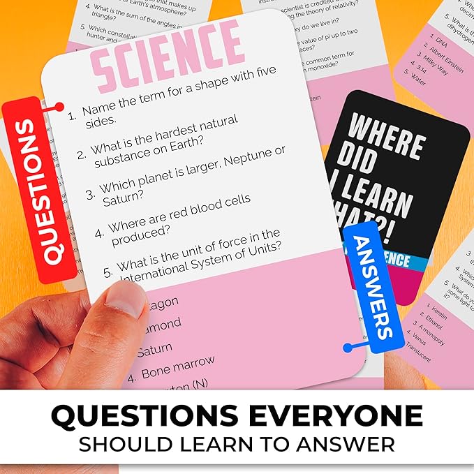 QUOKKA Trivia Card Game with 500 Questions in Science ??Trivia Games for Adults, Teens, and Families ??Trivia Cards with Answers ??Great Board Games Trivia for Family Party and Game Night