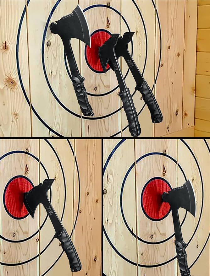 JXE JXO Throwing Axes and Spike 3Pack Set, Full Tang Throwing Tomahawk, No Spin Throwing Spike