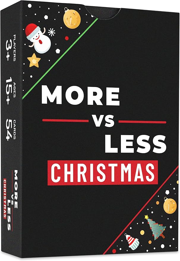 Christmas Card Game More vs Less - Family Games | Christmas Stocking Filler Games | Xmas Gift Ideas, Secret Santa Gifts | Holiday Party Games | Cards Games for Adults Parties | Age 15+