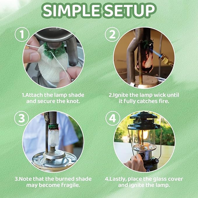 10PCS Propane Lantern Mantles - U Shape String Tie Mantles for Camping Lanterns, Compatible with Standard #21 Size, Natural Gas/Fuel Lantern Accessories for Outdoor, Hiking, Emergency Lighting