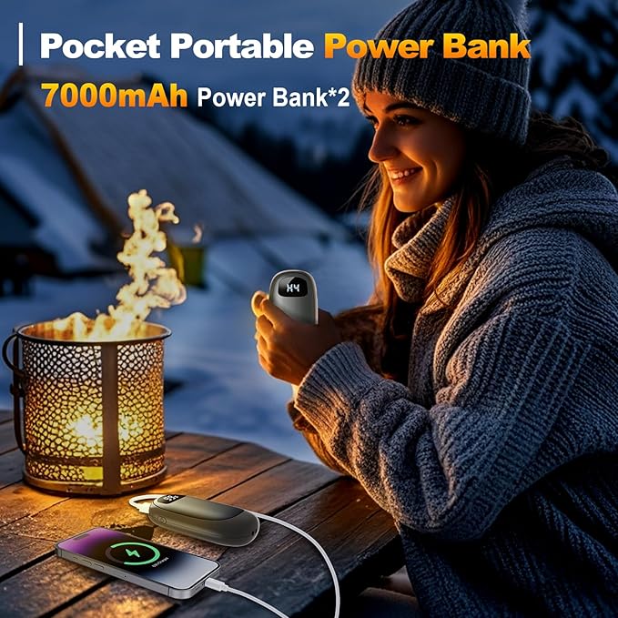 Hand Warmers Rechargeable - Electric Hand Warmers, Max 20 Hrs Warmth 4 Levels Heat Up to 131?? Dual-Side Heating Portable Reusable Pocket Heater 2 Pack for Raynauds, Hunting, Camping, Golf