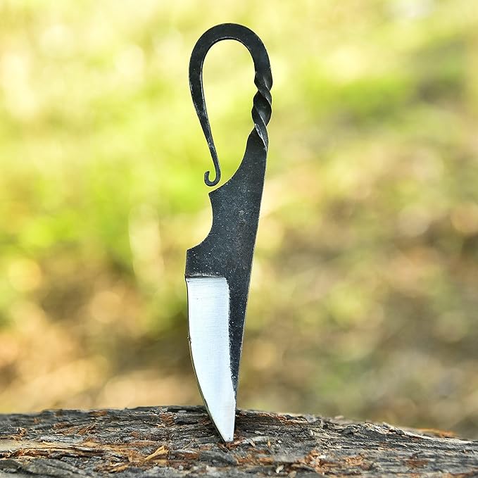 Custom Handmade Carbon Steel Blade Hunting Knife with Leather Sheath - Ideal for Skinning, Outdoor Camping, Hiking - EDC Fixed Blade Bushcraft Knives with Vikings Handle. (Viking Knives)