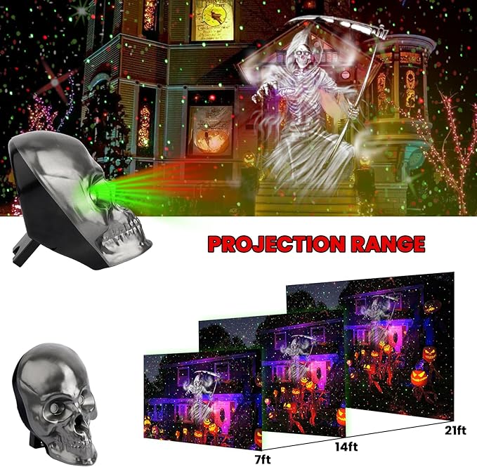 Halloween Projector - Reaper Projector Decorations Light with Timer,Remote Control, Hollween Lights for House, Garden, Yards, Scary Decorations