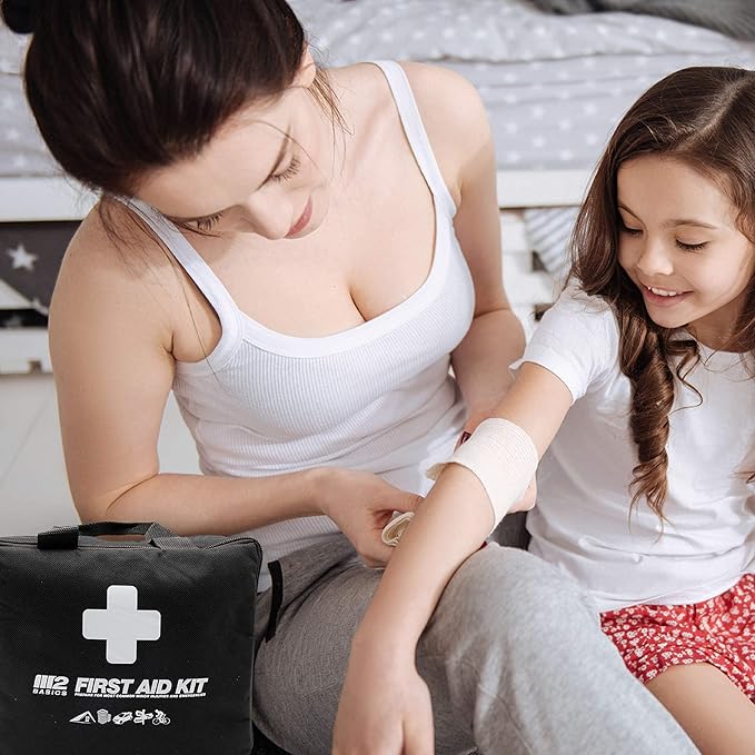 M2 BASICS Premium First Aid Kit, 300 Pieces, 40 Unique Items ??First Aid Kit for Home, Car, Vehicles, Business, Travel, Outdoors, Camping, Travel Sports ??Durable Bag, Emergency Medical Supplies