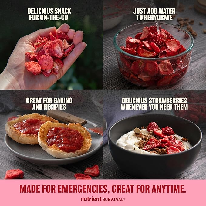 Freeze-Dried Strawberries ??Premium Sliced | #10 Can | 25-Year Shelf Life | Emergency Food & Clean Snacking