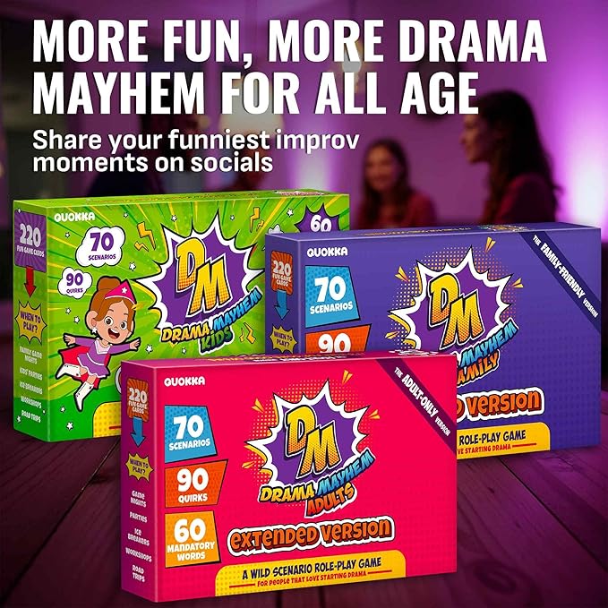 QUOKKA Charades & Guessing Game for Adults - 120 Hilarious Scenarios & Quirk Cards | Perfect for Adult Game Night, Parties, Gifts & Reunions | Extended Pack
