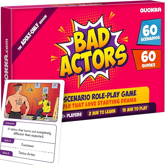QUOKKA Charades & Guessing Game for Adults - 120 Hilarious Scenarios & Quirk Cards | Perfect for Adult Game Night, Parties, Gifts & Reunions | Original Pack