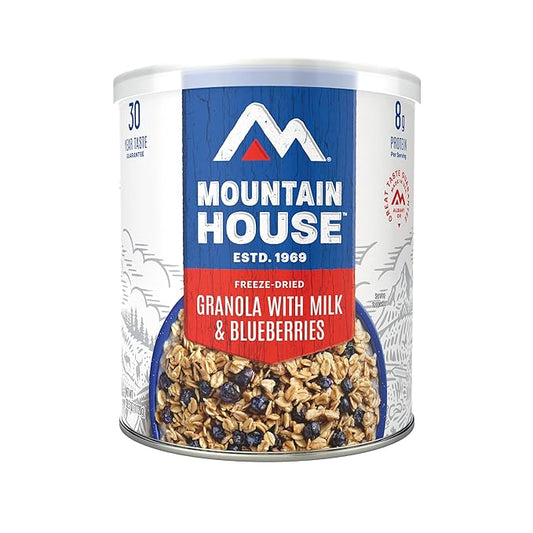 Mountain House Granola with Milk & Blueberries #10 Can | Freeze Dried Survival & Emergency Food | 20 Servings