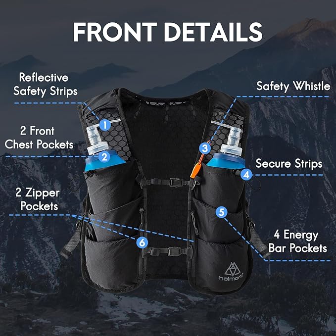 Haimont Running Hydration Vest, 5L Lightweight Runner Vest Pack for Women Men, Trail Running