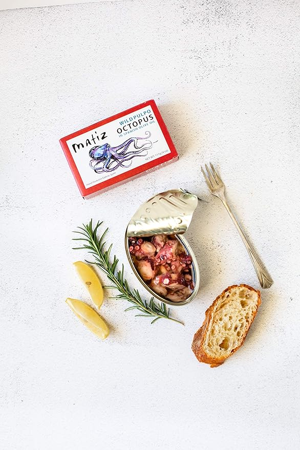 Matiz Pulpo Wild-Caught Pulpo Spanish Octopus in Olive Oil 4.0 Oz, (5 Pack)