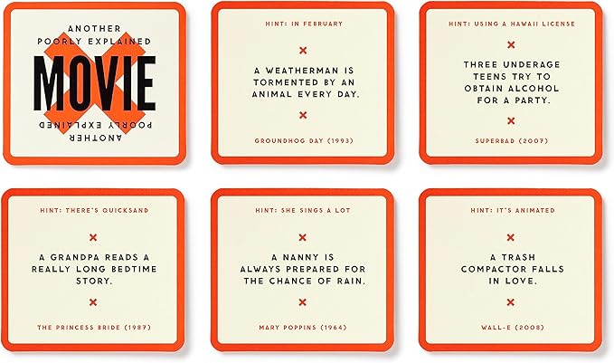 Brass Monkey Poorly Explained Movies – Party Game with 300 Cards Featuring Uniquely Terrible Descriptions of Movies, Suitable for 2-8 Players