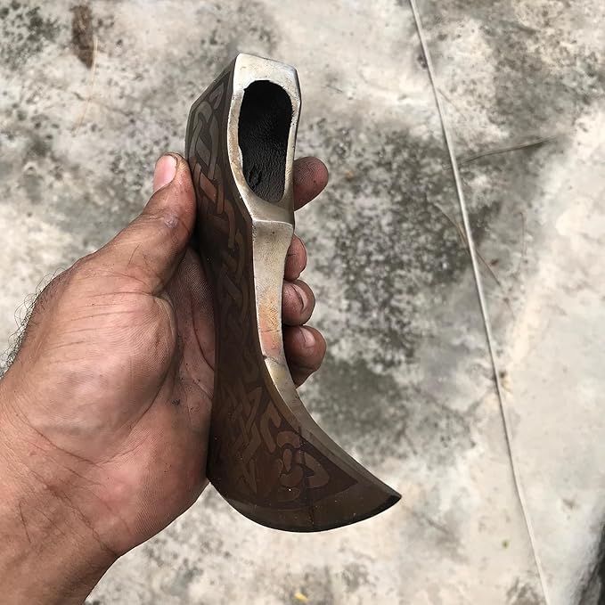 WHS201 Viking Axe Head, Custom Hand Forged Viking Axe Real Head, Tomahawk Viking Hatchet Beared Camping Axe Blade, 5160 HIGH Carbon Steel Blade, Viking Gift for Him - Christmas Gift (Smoked)