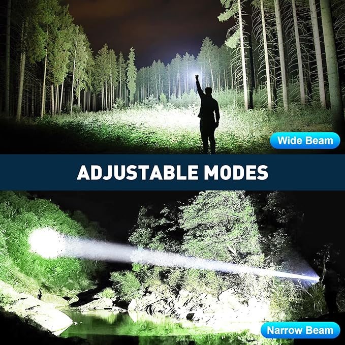 Flashlight Rechargeable LED High Lumens - 99,000lm Bright Powered Flash Light with 5 Modes,Adjustable for Camping,Home