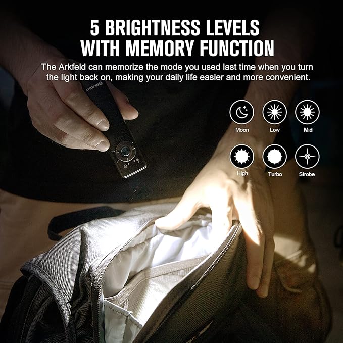 OLIGHT Arkfeld EDC Flat Flashlight, 1000 Lumens White LED Light with Green Beam Combo, Power by Rechargeable Built-in Battery for Outdoors, Emergency, Work (Black NW)