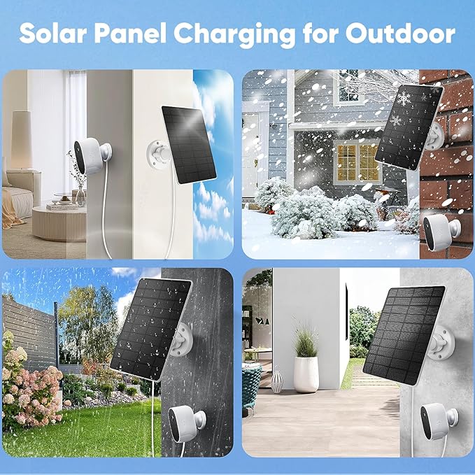 5W Solar Panel for Camera,Compatible with Spotlight Cam/Pro/Plus Battery,IP66 Waterproof, 13ft Cable White