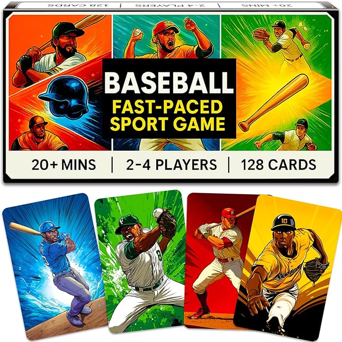 QUOKKA Baseball Fast-Paced Card Game for Kids & Adults ??128 Cards & Easy Rules ??Quick & Fun Matching Game ??2-8 Players ??Ages 8+ ??Perfect for Family Games Night, Travel and Parties