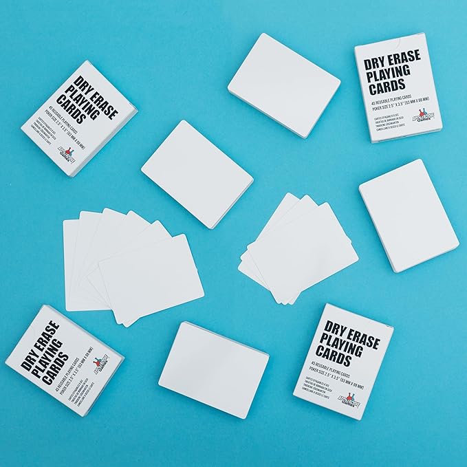 Dry Erase Blank Playing Cards w/Box, Poker Size - 2.5" x 3.5", 180 Reusable Cards, Flash Cards, Board Game & Note Cards