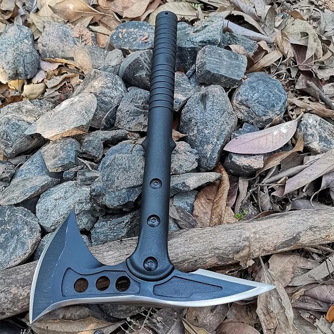 DOOM BLADE 2P Camping Hatchet Axe with Nylon Sheath,Tomahawk Viking Forged High Carbon Steel,Portable Camping Axe for Outdoor Splitting Wood,Hunting Survival