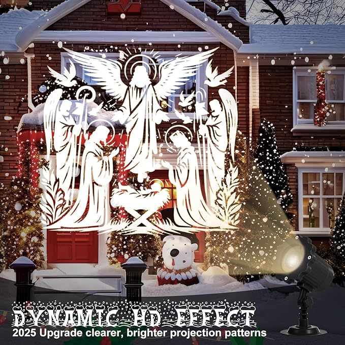 Treela Nativity Projector Lights Outdoor Indoor Dynamic Christmas Christian Decoration Outside LED Landscape Lamp for Holiday Halloween Garden Supplies