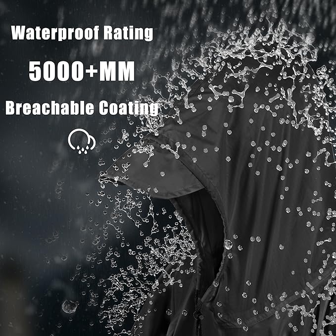 Coralrain Hooded Rain Poncho Lightweight Waterproof Unisex Raincoat Jacket with Pocket for Men Women Adult