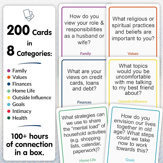 200 Foundational Conversation Starter Cards for Couples - Fun Relationship Card Game to Build Love and Marriage on a Solid Foundation - Perfect Wedding or Engagement Gift