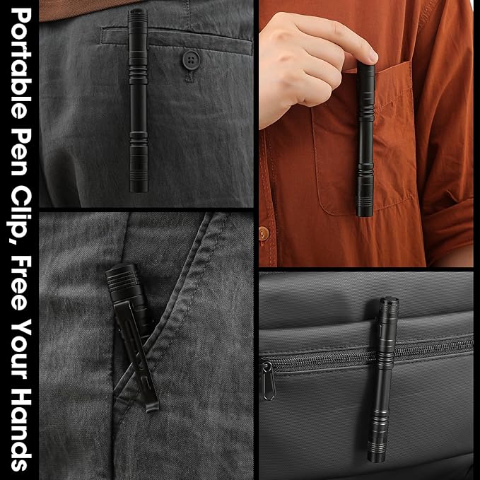 Pen Light Flashlight 5Pcs, LED Pocket Flashlights with Clip for Home/Emergency, Handheld Small Mini Pen Lights for Outdoor/Camping/Daily Lighting, IPX4 Waterproof Inspection Pen Flashlights