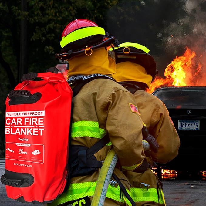 Car Fire Blanket, Large Emergency Fire Extinguisher Blanket for Electric/Fuel Vehicle Accidents, Heat Resistant Fire Suppression Blankets 20FT * 24FT