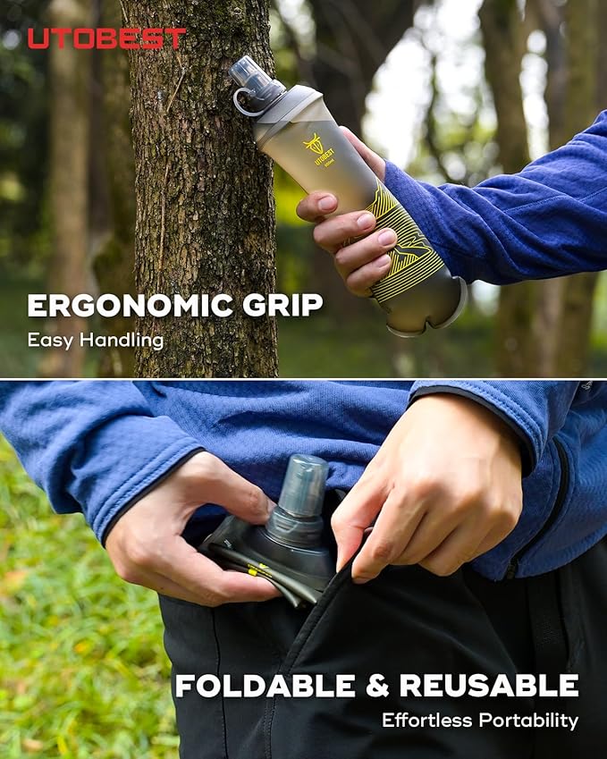 Soft Flask, 1 Pack Flexible TPU Hydration Water Bottle, Collapsible for Running, Hiking, Cycling, Climbing, and Marathon