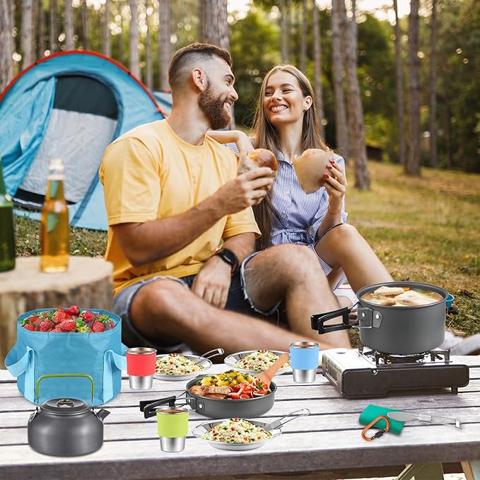 Camping cookware Set, Outdoor Camping Camping Pot Set, Portable Aluminum Cookware Set for Camping