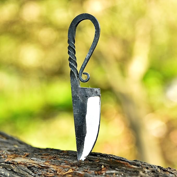 Hand Forged Celtic Pocket Hunting Knife Norse Viking Medieval Twist Fixed Blade Hardened Vintage Knives for Antique Collection Gift for Him(Forging Knife-1)