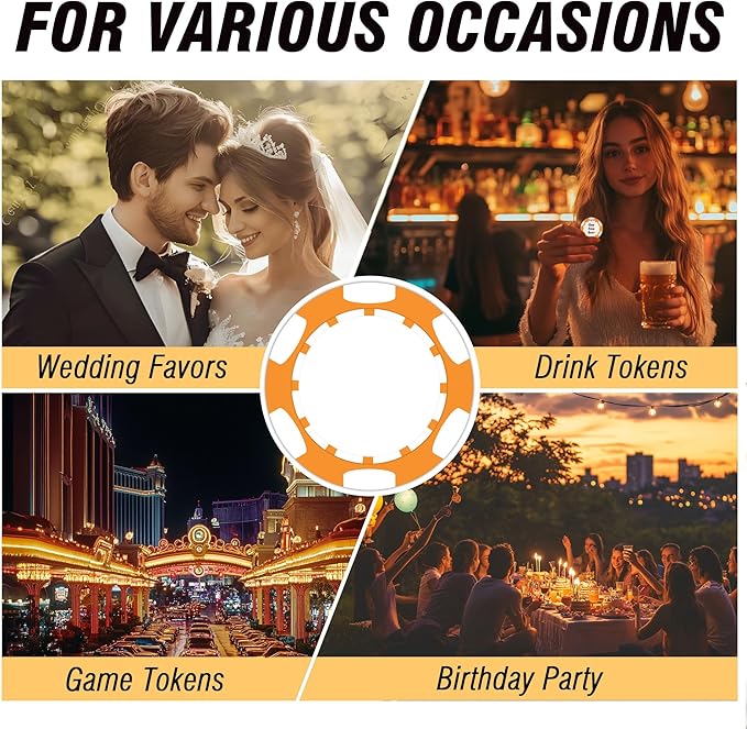 Custom Poker Chips 50 Pcs, Personalized Full Color Chips with Your Logo, Text, or Design, 11.5g Casino Chips for Gifts, Business Cards and Events