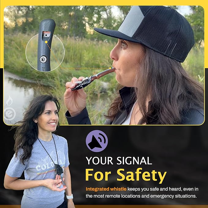 Contour Feather Survival and Culinary Knives ??VG10 Steel Fixed Blade with Fire Starter, Hex Driver, Knife Sharpener, Sheath & Built in Whistle - Built For Camping & Outdoor Adventure