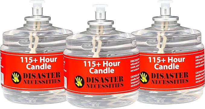 115 Hour Plus Emergency Candles, Clear Mist - Set of 3 Long-Burning Survival Candles